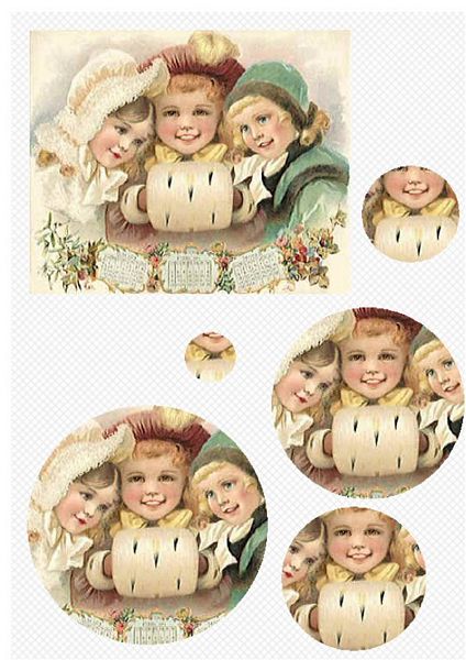 Carol Singers 01 A5 Round Stackers - 1 x A4 Page to DOWNLOAD