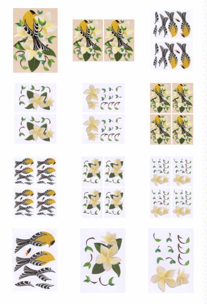Embroidered Effect Birds & Flowers Set 07 - 12 Sheets to Download