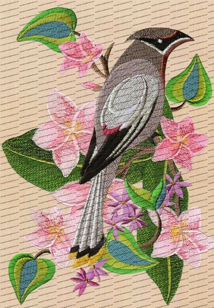 Embroidered Effect Birds & Flowers Set 08 - 12 Sheets to Download