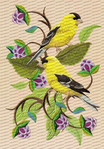 Embroidered Effect Birds & Flowers Set 04 - 9 Sheets to Download