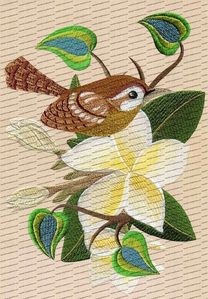 Embroidered Effect Birds & Flowers Set 03 - 9 Sheets to Download
