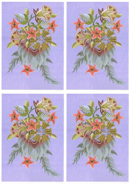 Jacobean Flowers Stitch Effect 1 to 10 Small Toppers - 10 x A4 Pages to DOWNLOAD