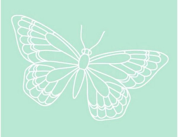 Digital White Work Butterfly <b>Green 4 Sizes - 4 x A4 Sheets Download
