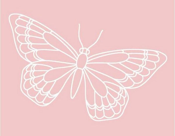 Digital White Work Butterfly <b>Pink 4 Sizes - 4 x A4 Sheets Download
