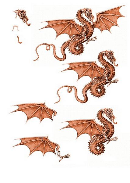 Canvas Effect Dragon Decoupage Sheet 01 - 1 x A4 Page to DOWNLOAD
