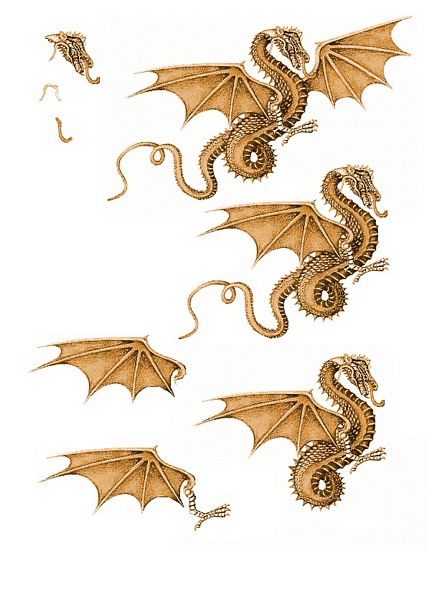 Canvas Effect Dragon Decoupage Sheet 02 - 1 x A4 Page to DOWNLOAD