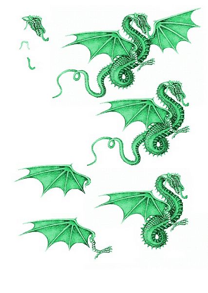 Canvas Effect Dragon Decoupage Sheet 05 - 1 x A4 Page to DOWNLOAD