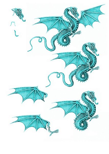 Canvas Effect Dragon Decoupage Sheet 06 - 1 x A4 Page to DOWNLOAD