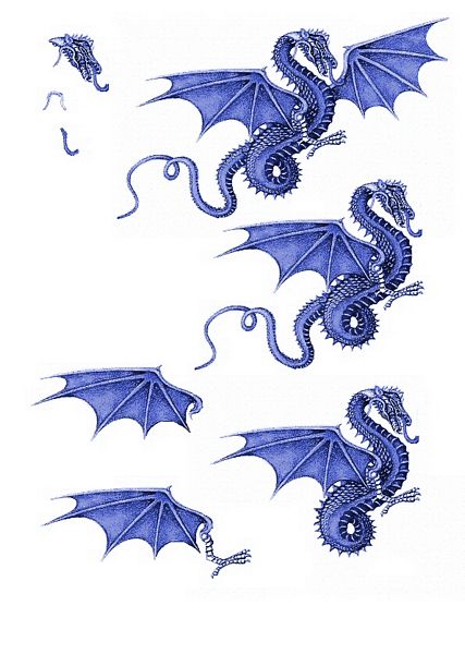 Canvas Effect Dragon Decoupage Sheet 07 - 1 x A4 Page to DOWNLOAD