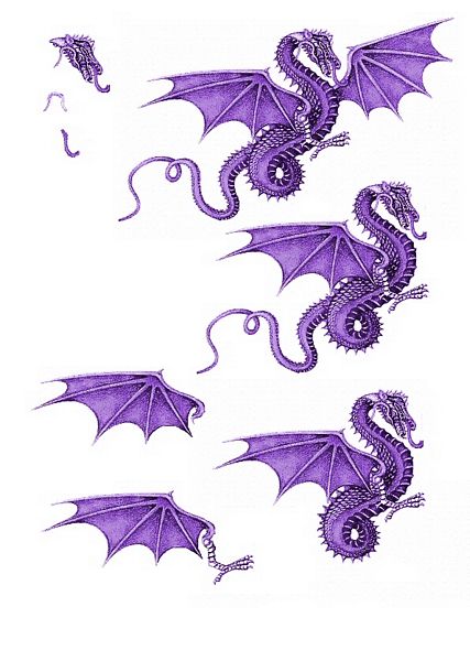 Canvas Effect Dragon Decoupage Sheet 08 - 1 x A4 Page to DOWNLOAD