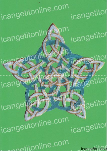 Faux Parchment Celtic Star <b>Green 4 Sizes - 4 x A4 Pages