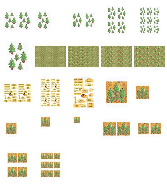 Decorative Christmas Tree Set - 22 Pages to Download
