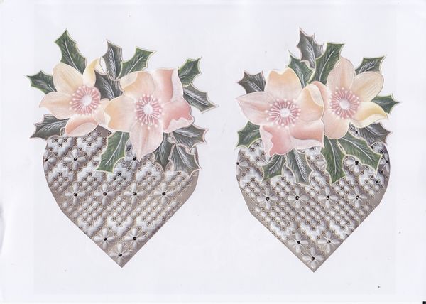 Christmas Rose & Holly Faux Parchment Set 02 - 4 x A4 Page