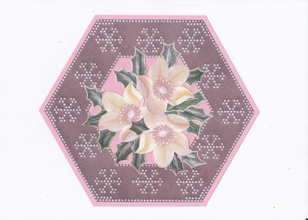 Christmas Rose & Holly Faux Parchment Set 07 - 4 x A4 Page