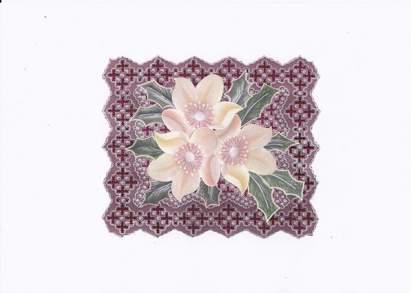 Christmas Rose & Holly Faux Parchment Set 10 - 4 x A4 Page