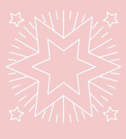 Digital White Work Christmas Star <b>Pink 4 Sizes - 4 x A4 Sheets Download