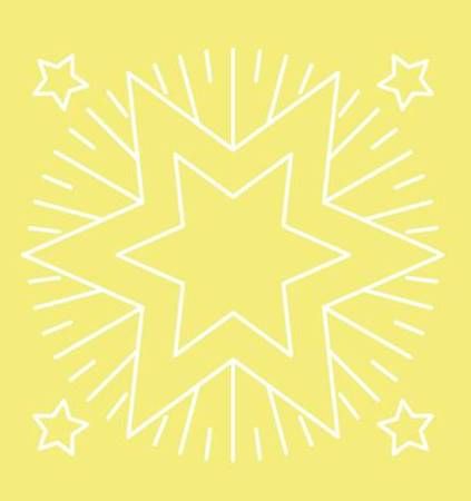Digital White Work Christmas Star <b>Yellow 4 Sizes - 4 x A4 Sheets Download