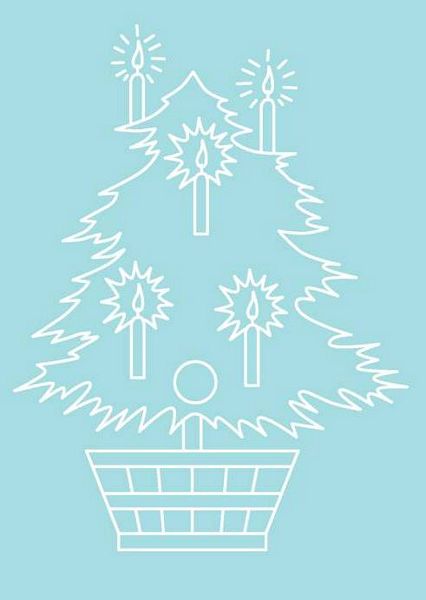 Digital White Work Christmas Tree <b>Blue 4 Sizes - 4 x A4 Sheets Download