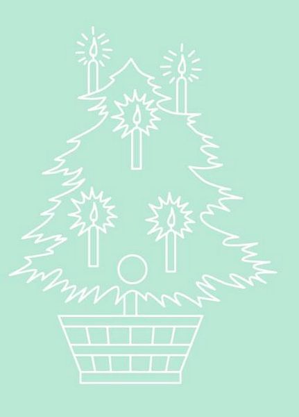 Digital White Work Christmas Tree <b>Green 4 Sizes - 4 x A4 Sheets Download