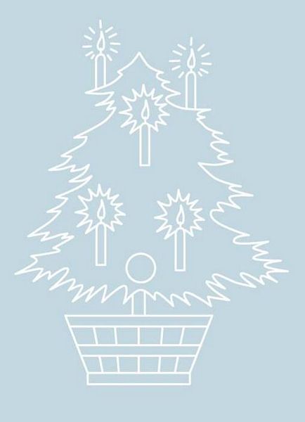 Digital White Work Christmas Tree <b>Light Blue 4 Sizes - 4 x A4 Sheets Download