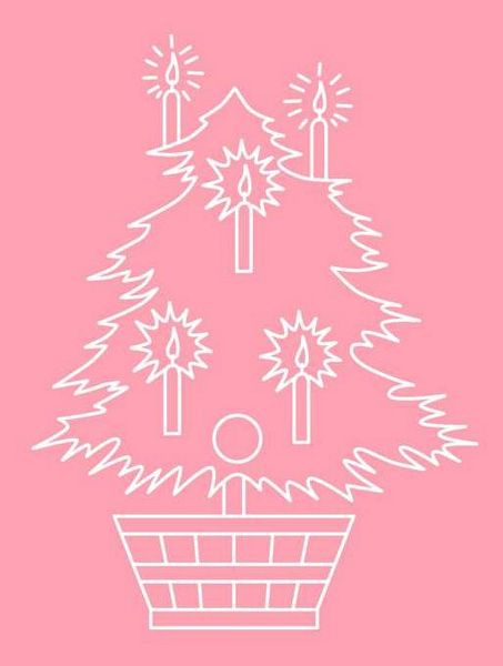 Digital White Work Christmas Tree <b>Warm Red 4 Sizes - 4 x A4 Sheets Download