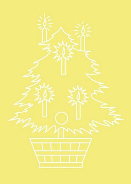 Digital White Work Christmas Tree <b>Yellow 4 Sizes - 4 x A4 Sheets Download