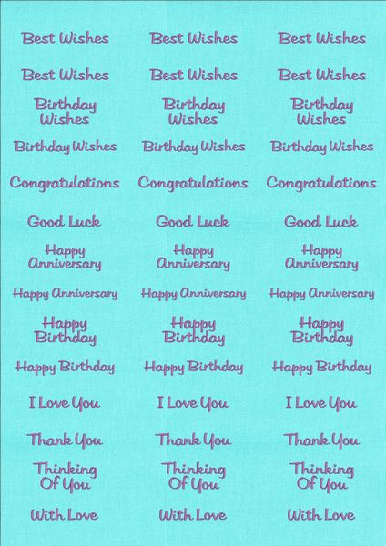 A4 Assorted Collection 1 - Purple Text on a Turquoise Background - 42 Greetings
