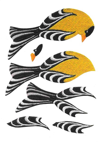 Embroidered Effect Birds Decoupage - 19 Pages to Download
