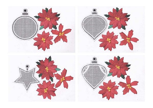 Bauble with Red Poinsettia Mixed sheets - 4 x A4 Pages to DOWNLOAD