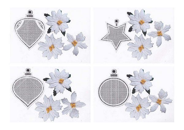 Bauble with White Poinsettia Mixed sheets - 4 x A4 Pages to DOWNLOAD