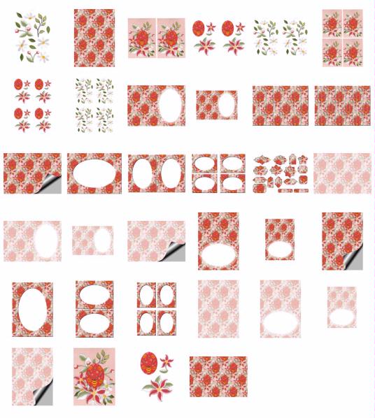 Stitched Effect Fabric Eggs Set 05 - 34 Pages to DOWNLOAD