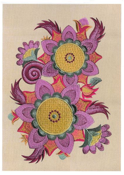 Jacobean Flowers Stitch Effect Set 14 - 52 x A4 Pages to DOWNLOAD