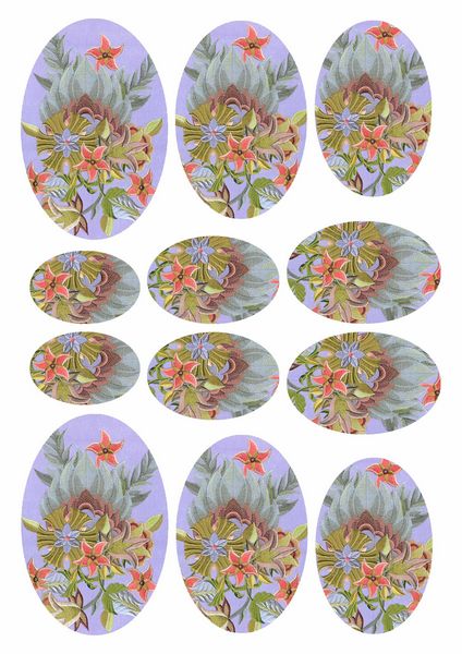 Jacobean Flowers Stitch Effect 1 to 10 Oval Stackers - 10 x Pages to DOWNLOAD