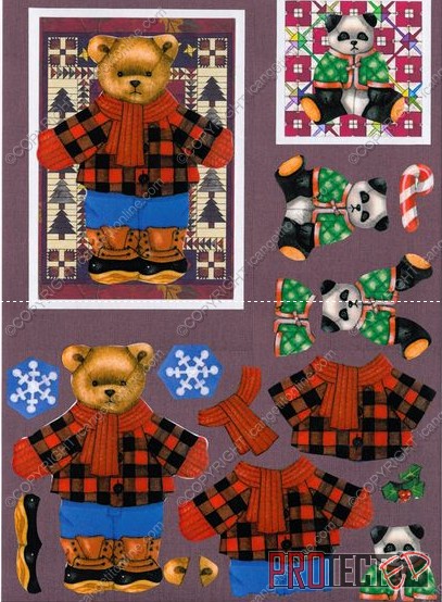 Christmas Quilties Decoupage Design 01 - 3 x A4 Page to DOWNLOAD