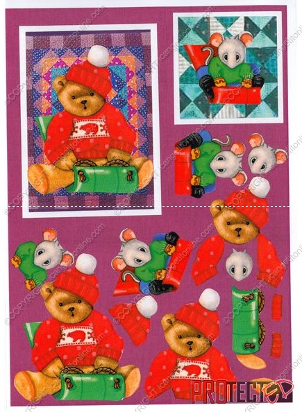Christmas Quilties Decoupage Design 07 - 3 x A4 Page to DOWNLOAD