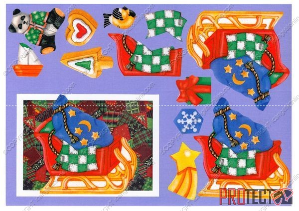 Christmas Quilties Decoupage Design 09 - 3 x A4 Page to DOWNLOAD