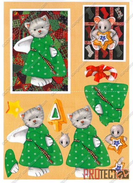 Christmas Quilties Decoupage Design 15 - 3 x A4 Page to DOWNLOAD