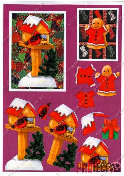 Christmas Quilties Decoupage Design 16 - 3 x A4 Page to DOWNLOAD