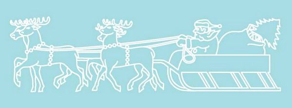 Digital White Work Reindeer & Santa <b>Blue 4 Sizes - 4 x A4 Sheets Download