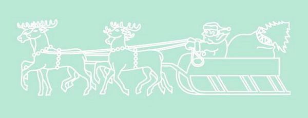 Digital White Work Reindeer & Santa <b>Green 4 Sizes - 4 x A4 Sheets Download