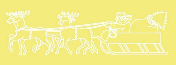 Digital White Work Reindeer & Santa <b>Yellow 4 Sizes - 4 x A4 Sheets Download