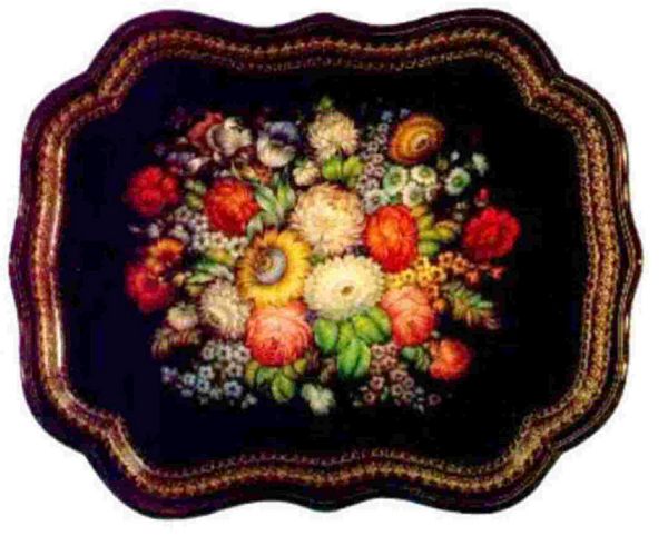 Russian Hand Painted Floral Tray Set 06 - 10 Pages to DOWNLOAD