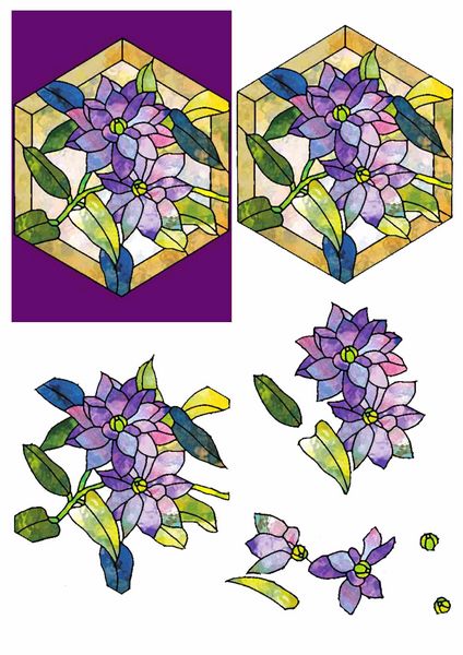 Stained Glass Effect Set 01 Decoupage - 1 x A4 Page to DOWNLOAD