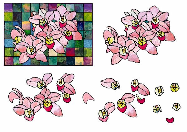 Stained Glass Effect Set 02 Decoupage - 1 x A4 Page to DOWNLOAD