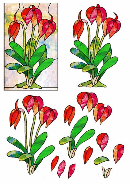 Stained Glass Effect Set 06 Decoupage - 1 x A4 Page to DOWNLOAD