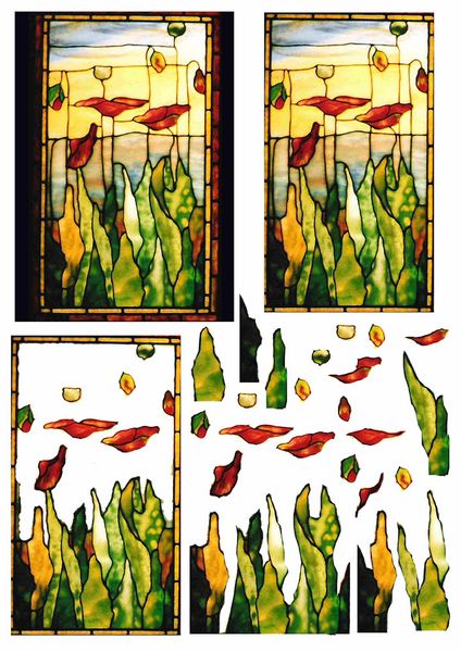 Stained Glass Effect Set 16 Decoupage - 1 x A4 Page to DOWNLOAD