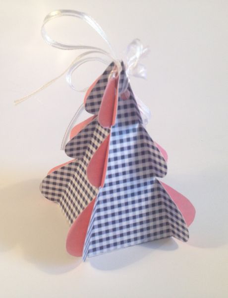 Gingham Folding Standing Christmas Tree <b>Blue</b> - 6 Sizes to Download