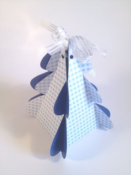Gingham Folding Standing Christmas Tree <b>Light Blue</b> - 6 Sizes to Download