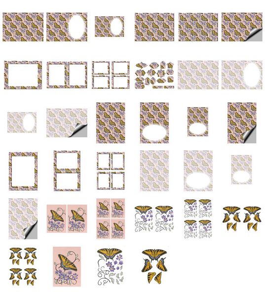 Stitch effect Butterfly and Flowers Set 01 - 34 Pages to DOWNLOAD