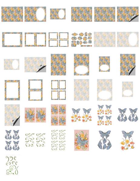 Stitch effect Butterfly and Flowers Set 04 - 37 Pages to DOWNLOAD